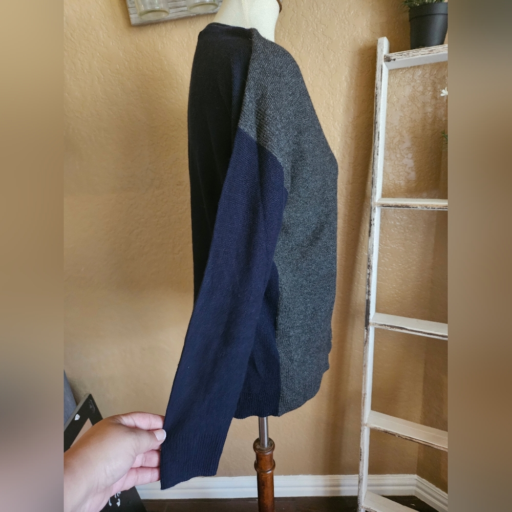 Madewell Kimball Colorblock Sweater Grey Navy Blue Size S - Picture 7 of 10